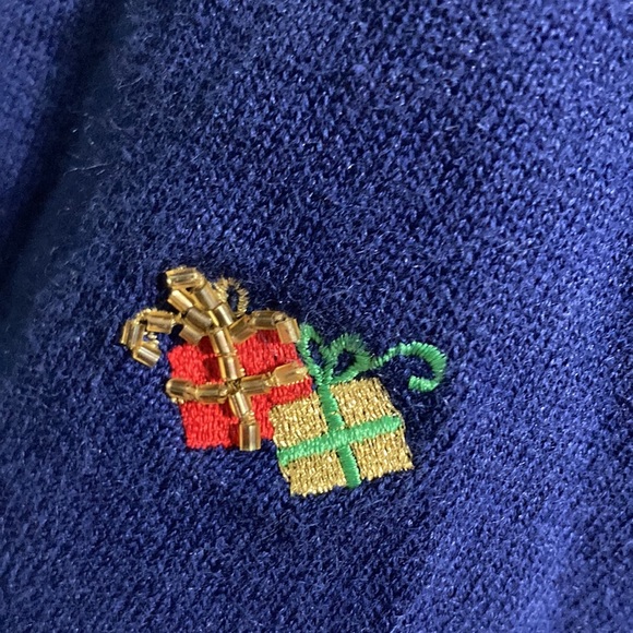 THE QUACKER FACTORY Embroidered Embellished Christmas Blue Sleeveless Sweater XL - Picture 7 of 13